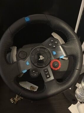 Logitech Black Racing Wheel with Blue and Red Accents